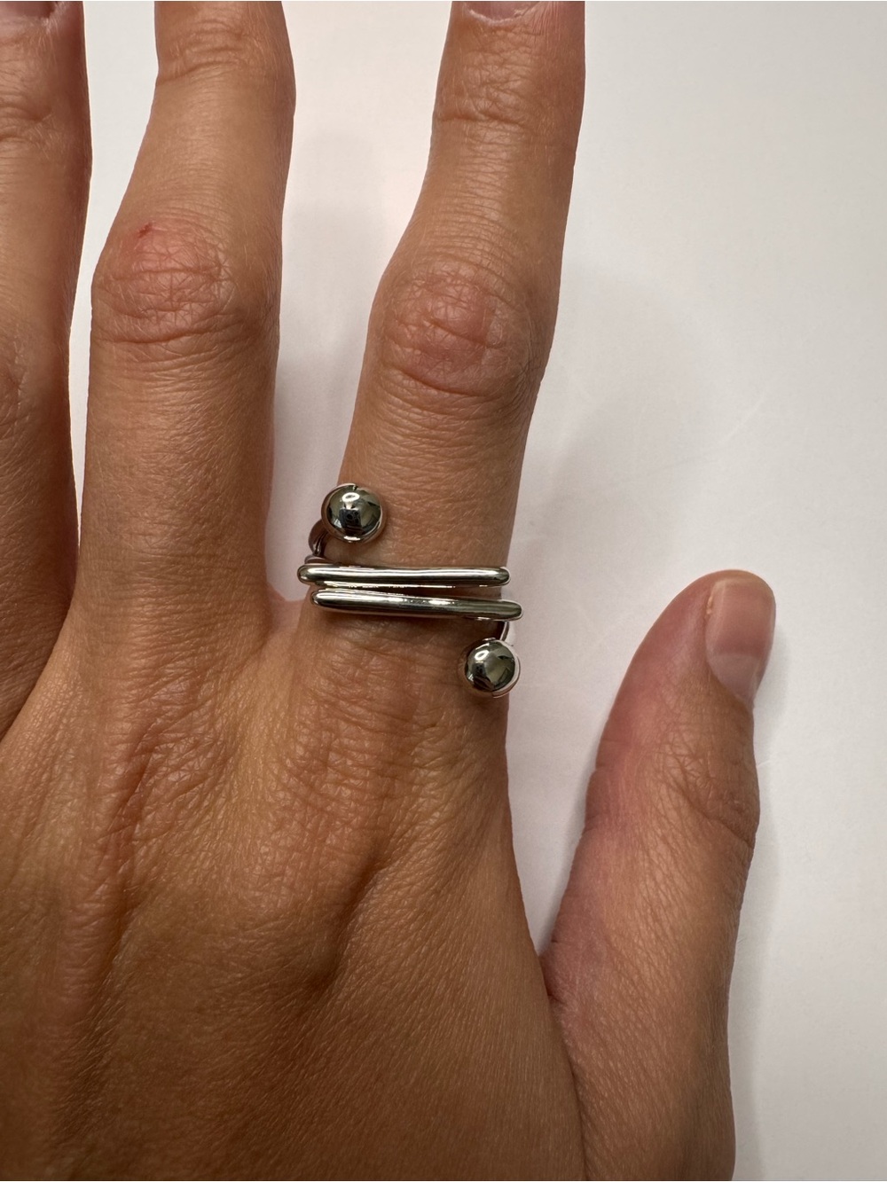 New Silver-Tone Wrap Statement Ring | Modern Open Ball Ring
